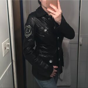 - Natural Leather Jacket with Crystal Swarovski